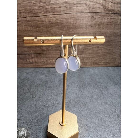 SOLD 
NEW Blue Chalcedony sterling silver drop earrings 5.31 grams - Picture 7 of 9